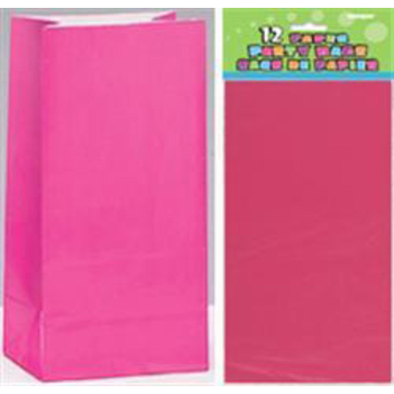 Hot Pink Paper Birthday Loot Bags