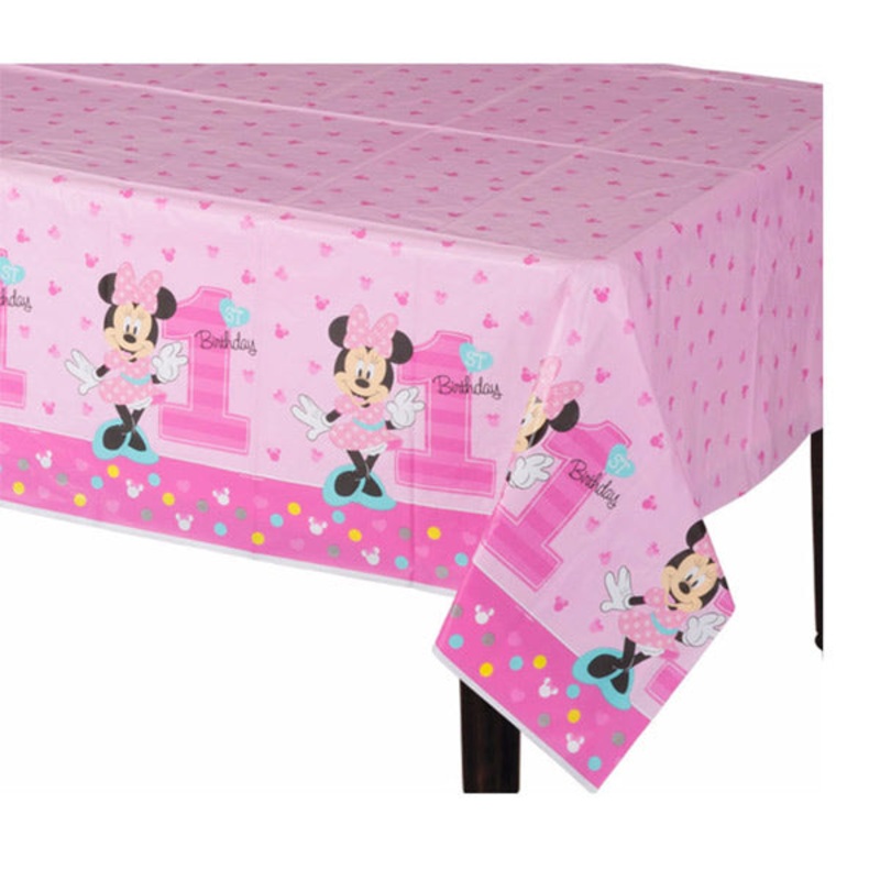 Minnie Mouse 1st Birthday Plastic Printed Rectangle Tablecover