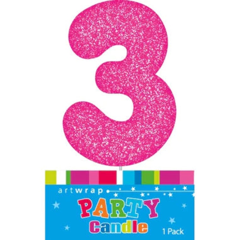 Pink Glitter Candle Number #3