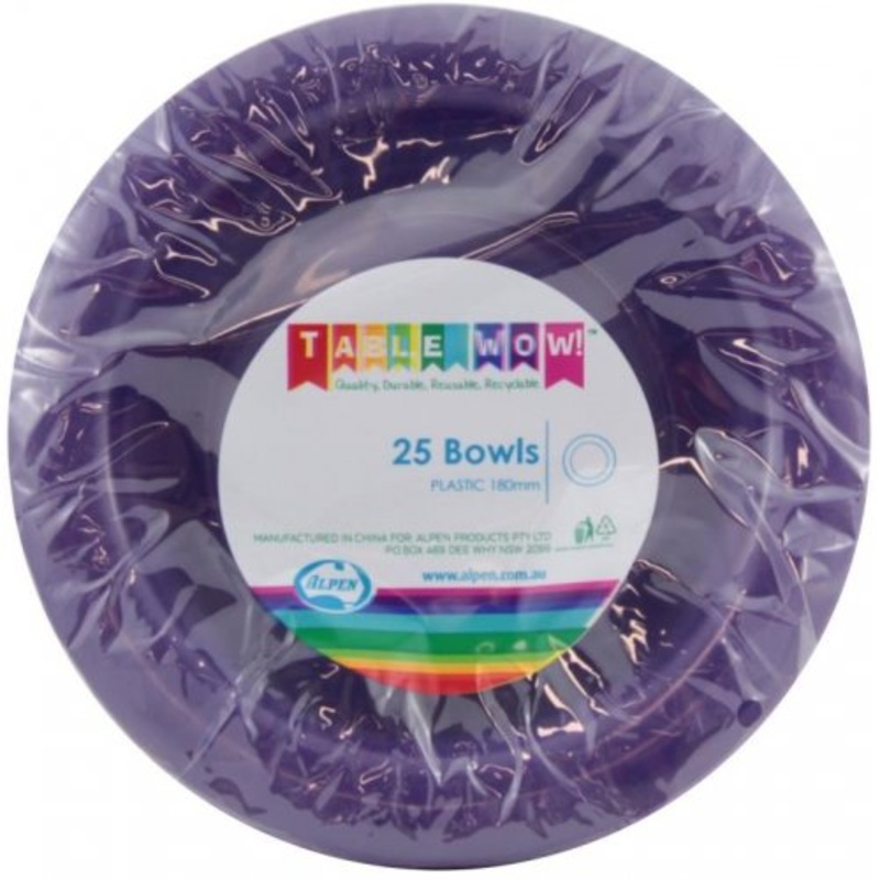 Purple Plastic Bowls - Pack of 20