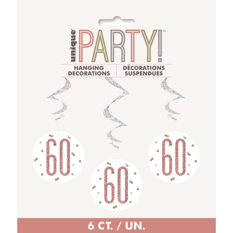 Rose Gold Prismatic 60 Hanging Swirl Decorations