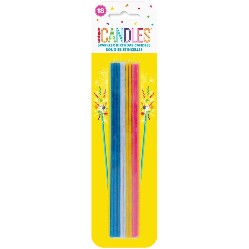 Slim Sparkler Birthday Candles Rainbow