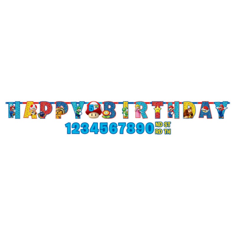 Super Mario Brothers Jumbo Letter Happy Birthday Banner