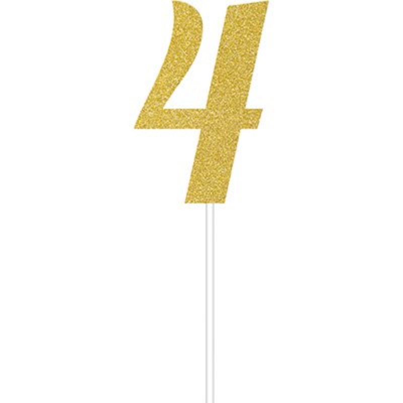 4 Gold Glitter Cake Topper