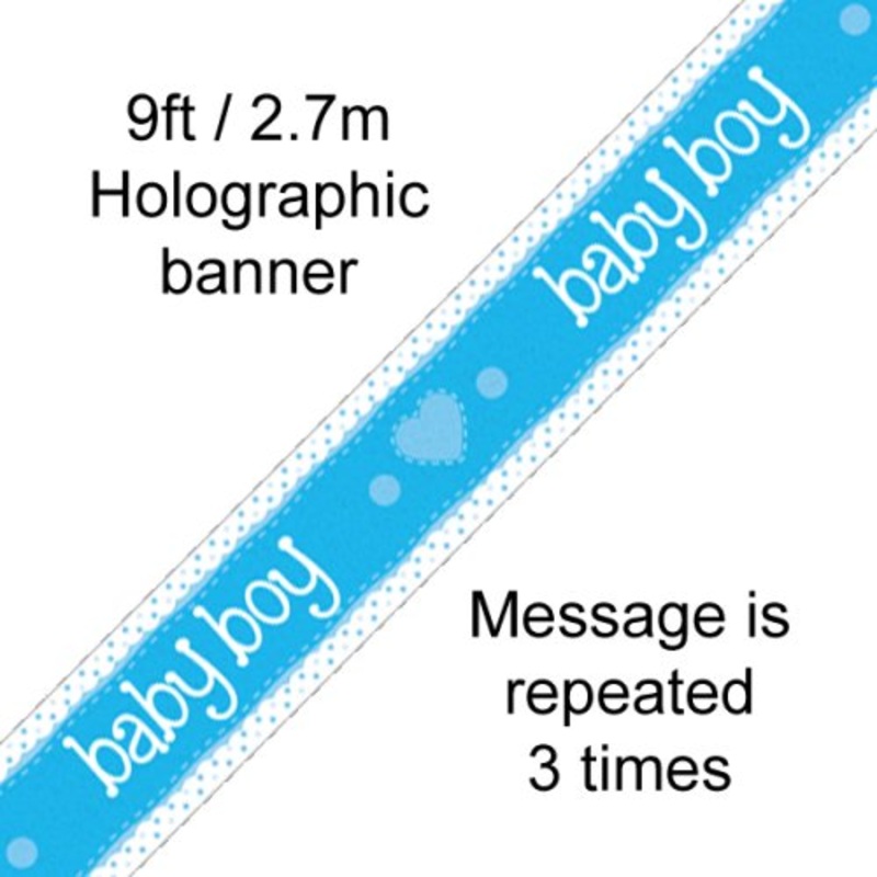 "A Baby Boy" Baby Shower Holographic Foil Banner 2.7m