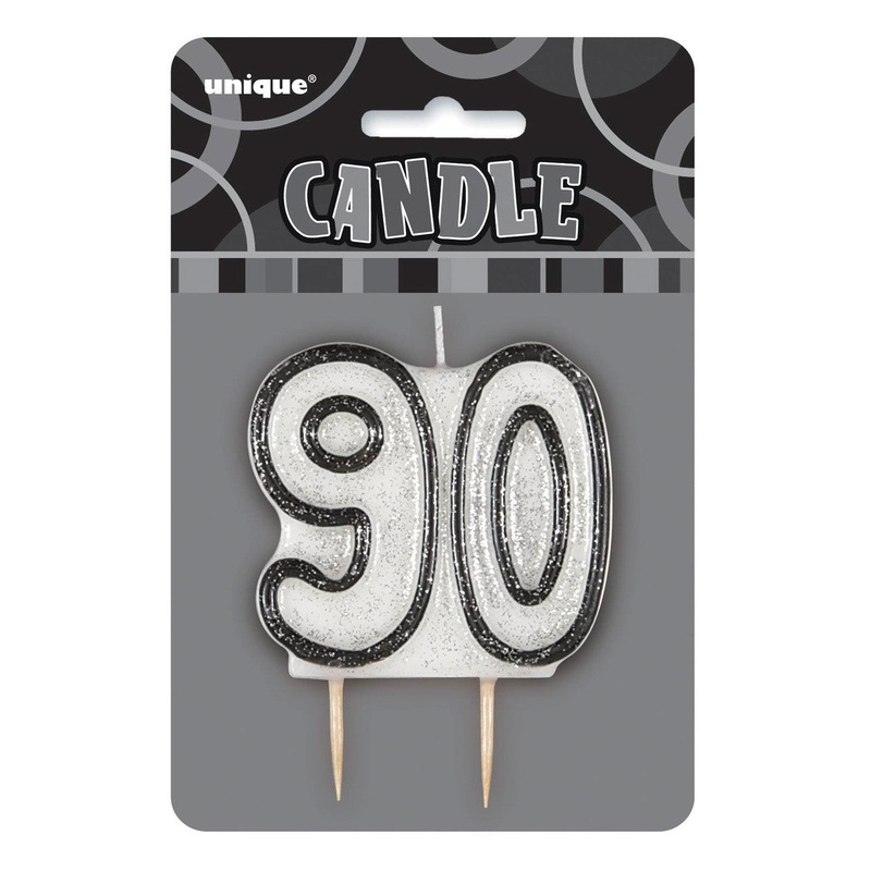 Black Glitz Birthday Candle Number #90