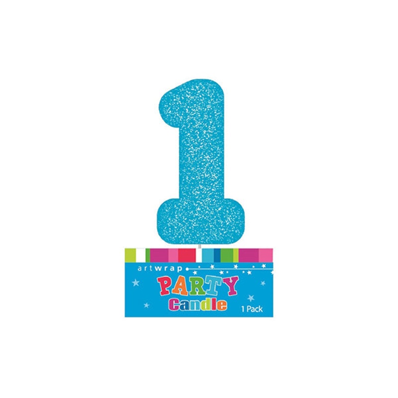 Blue Glitter Candle Number #1