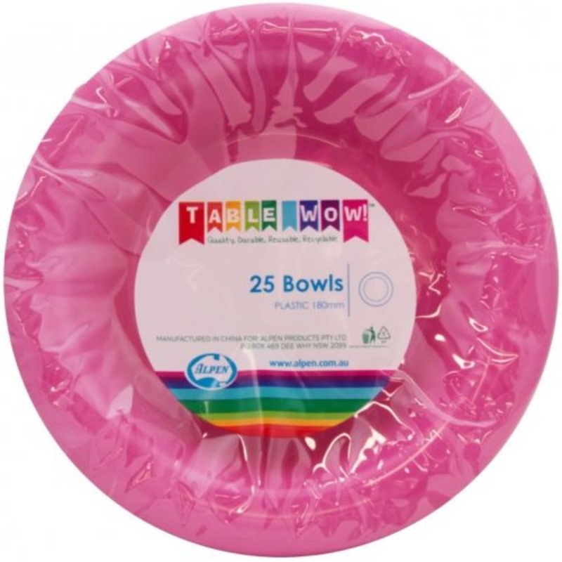 Magenta Pink Plastic Bowls - Pack of 20
