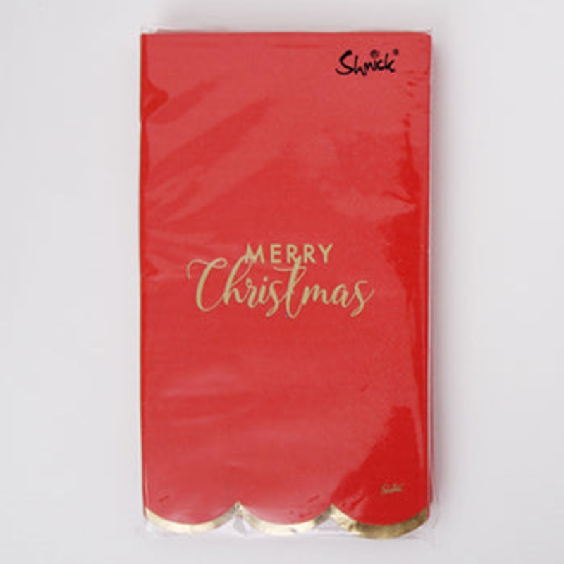 Merry Christmas Red Napkins Scalloped Edge