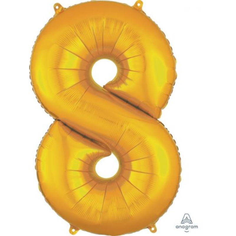 Number 8 Foil Balloon Gold - Jumbo