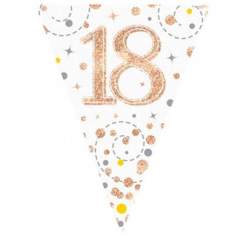 Sparkling Fizz Rose Gold 18th Birthday Flag Banner