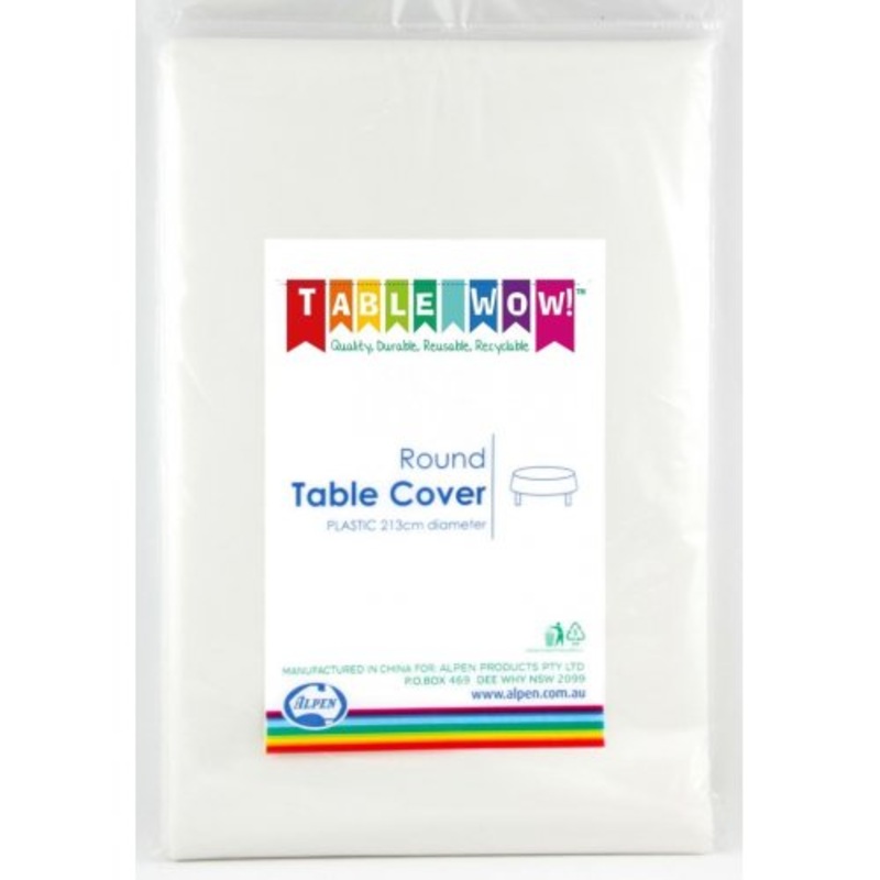 White Plastic Round Tablecover
