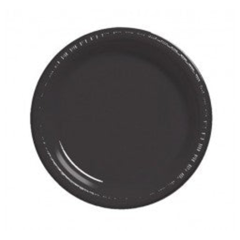 Black Plastic Lunch Plates Pack 25