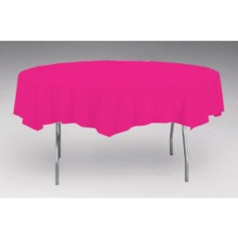 Hot Pink Round Plastic Tablecover