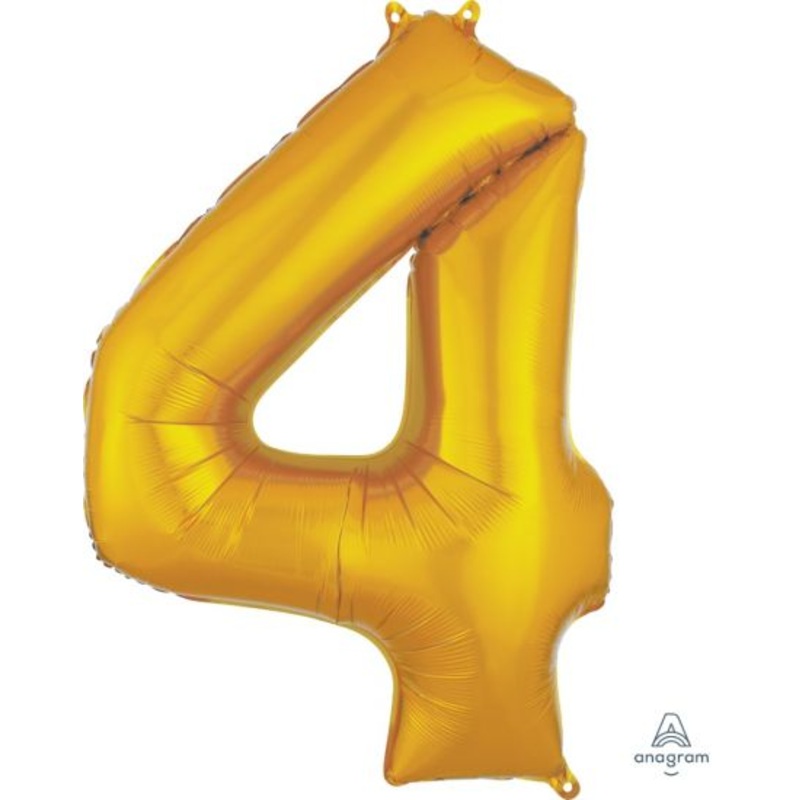 Number 4 Foil Balloon Gold - Jumbo