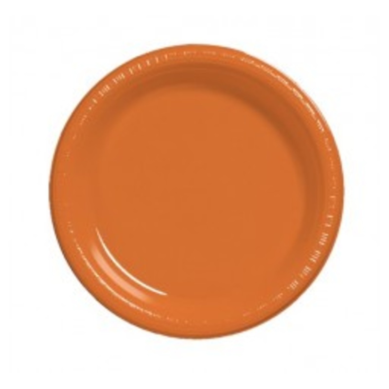 Orange Plastic Dinner Plates Pack 20