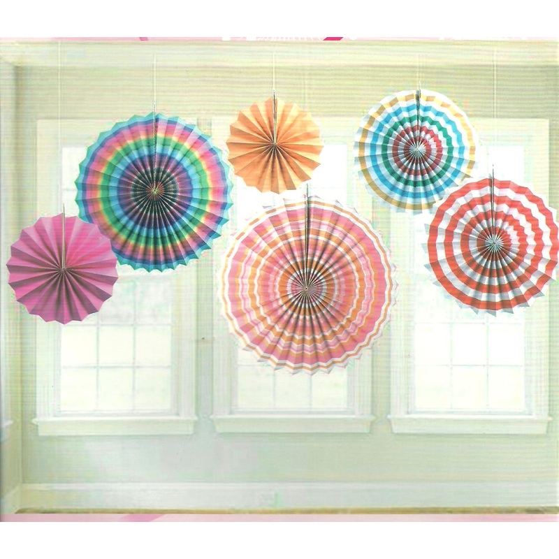 Paper Fan Set-Rainbow Stripes