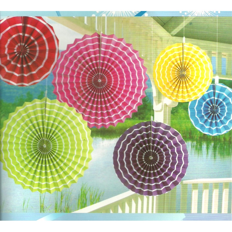 Paper Fan Set-Rainbow Swirl