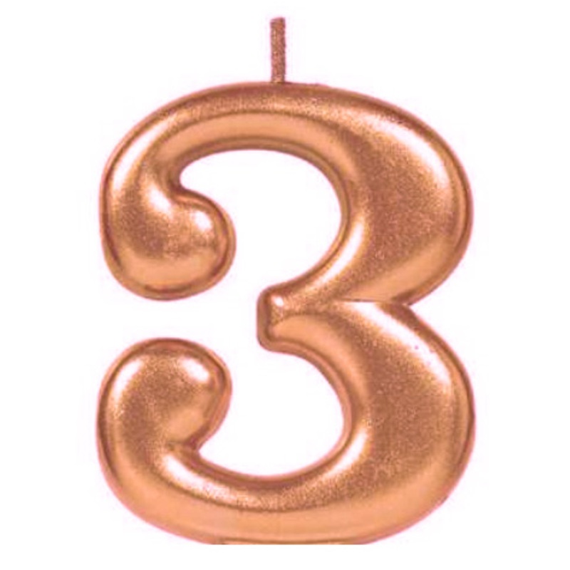 Rose Gold Number 3 Candle