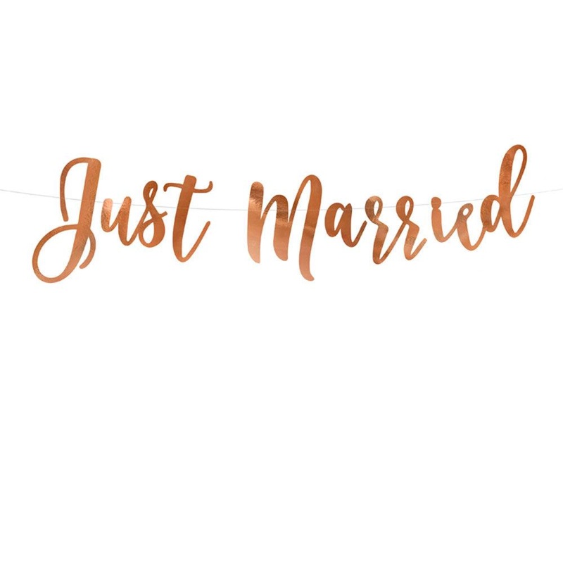 Just Married Rose Gold Banner