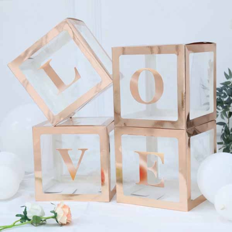 Love Balloon Boxes - Rose Gold - 4ct