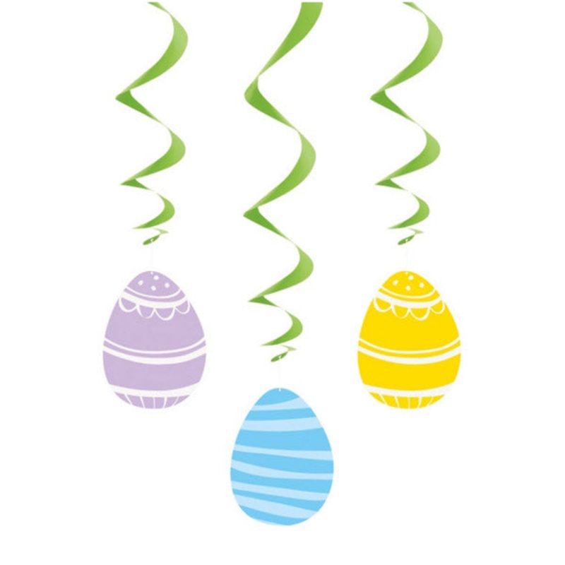 Gingham Easter Hanging Swirls - 3ct