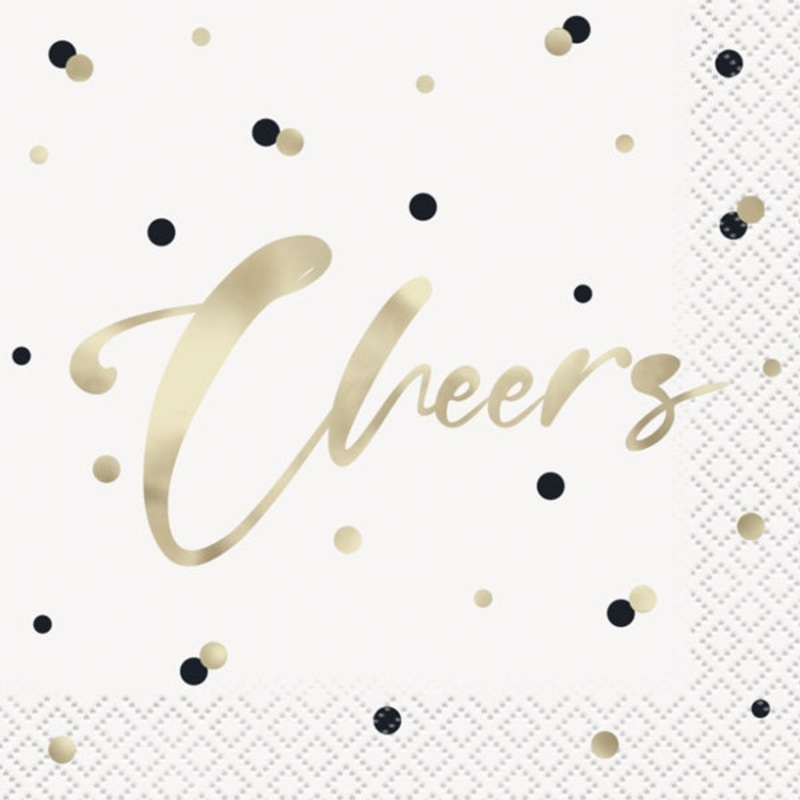 Gold Cheers Beverage Napkins