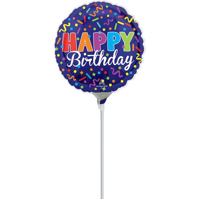 Blue Confetti Birthday 9" Foil Balloon