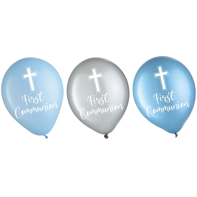 Blue First Communion Latex Balloons