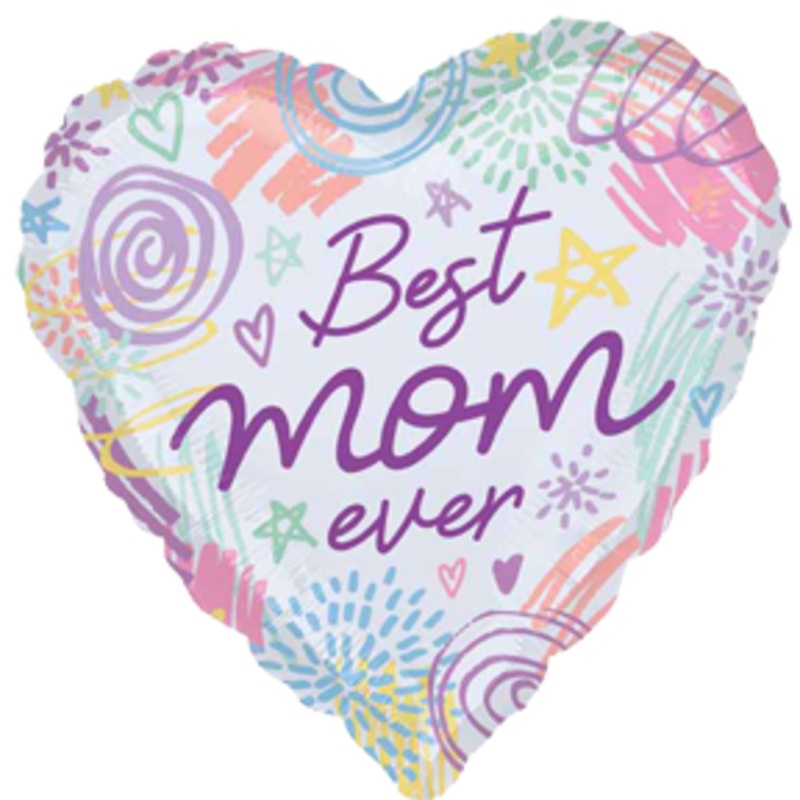 Best Mom Scribbles 18" Foil Balloon
