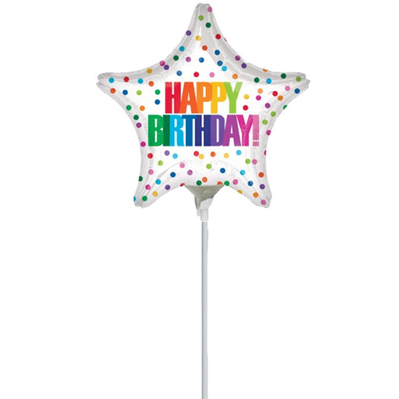 Happy Birthday Colourful Dots 9" Microfoil Balloon
