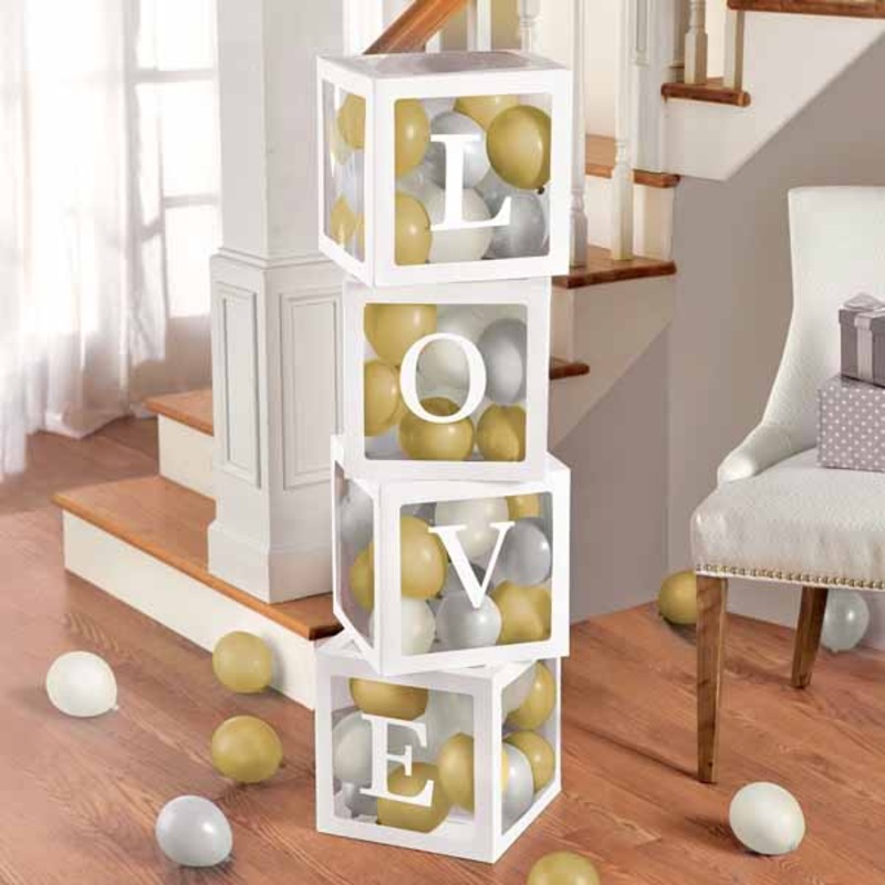 Love Balloon Boxes - White - 4ct