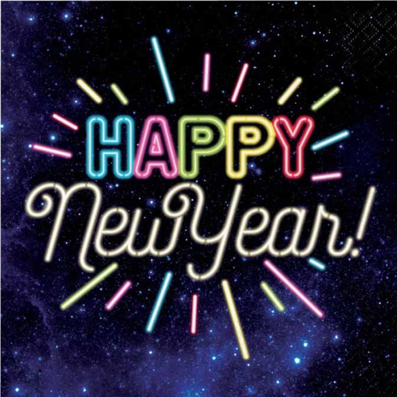 Neon New Years Luncheon Napkins