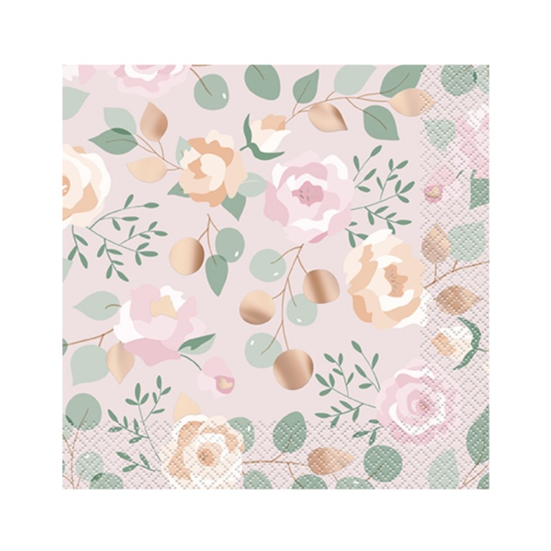 Pink Blooms Beverage Napkins