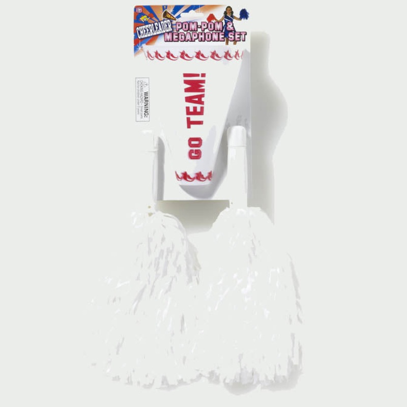 White Megaphone and Pom-Poms