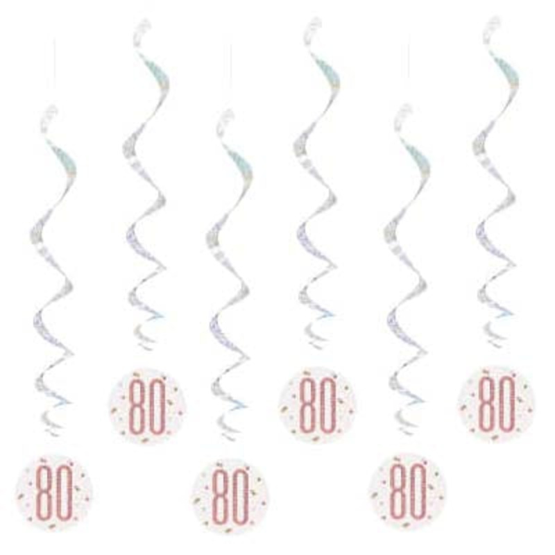 Birthday Glitz 80th Hanging Swirls