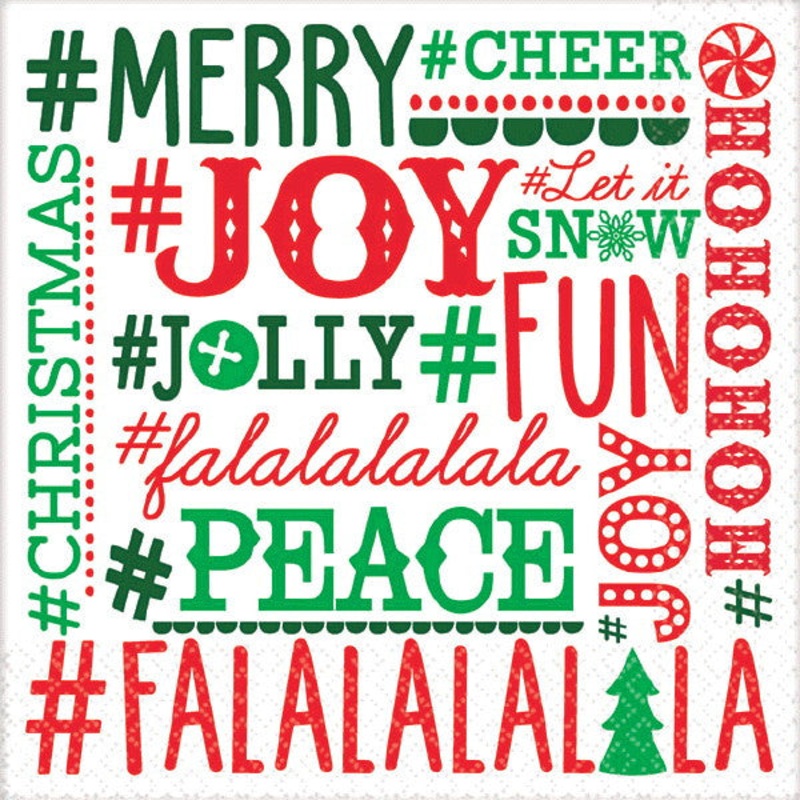 Holiday Hashtag Beverage Napkins