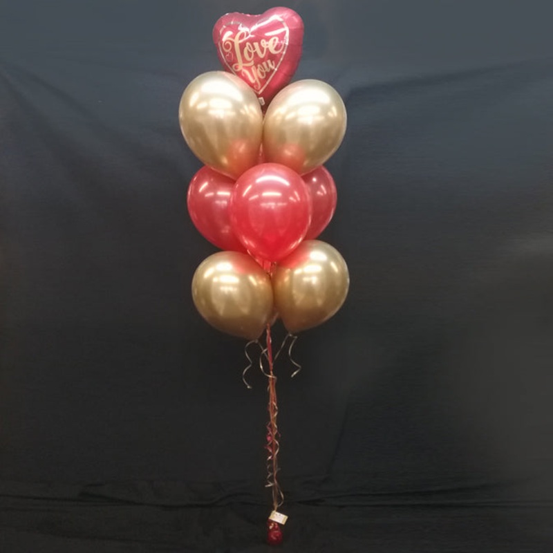 Valentine Foil & 9 Latex Balloon Cluster
