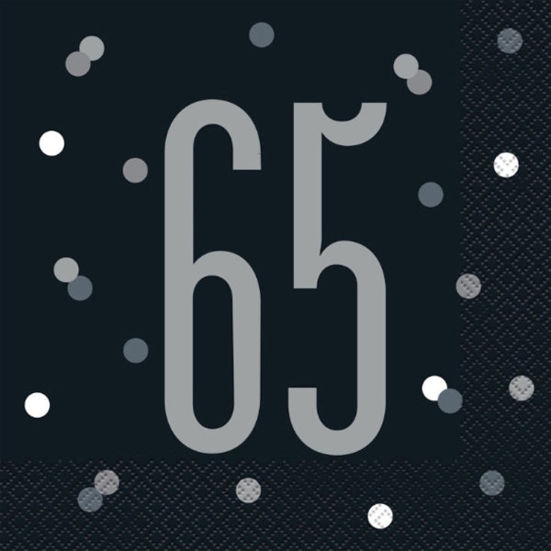 Black Birthday Glitz 65 Luncheon Napkins