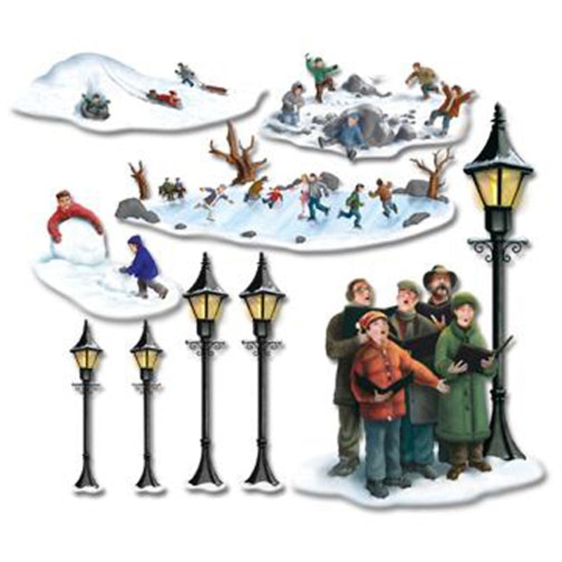 Lampost and Carolers Scene Setter Add-ons