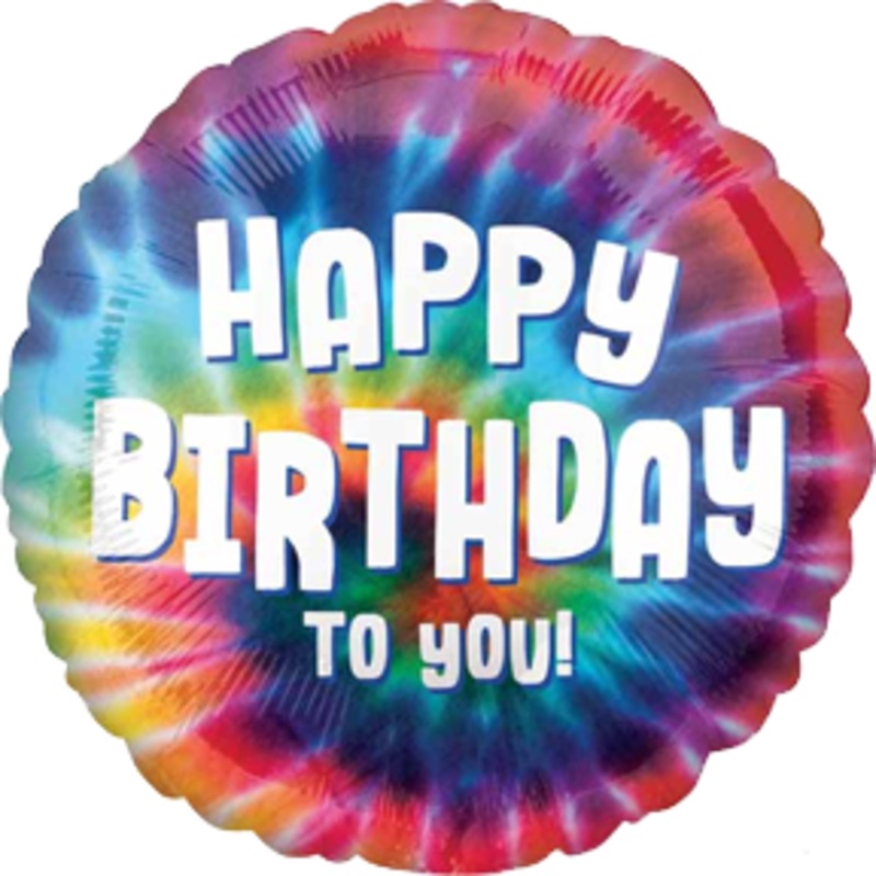 Tie Dye B-day 18" Foil Balloon