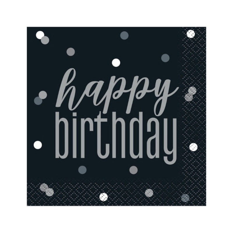Black Birthday Glitz Beverage Napkins