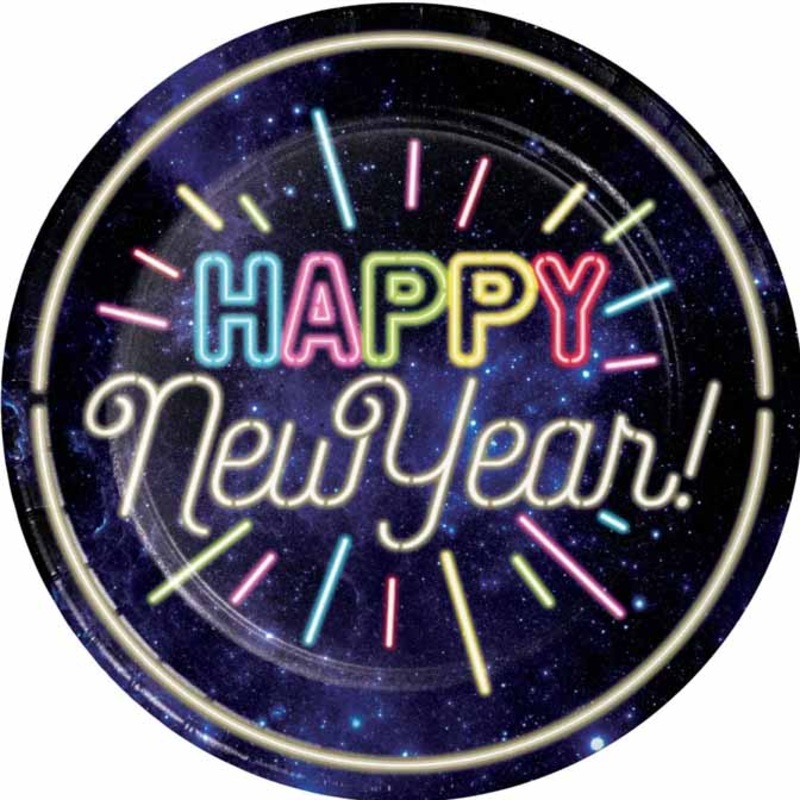 Neon New Years Dinner Plates