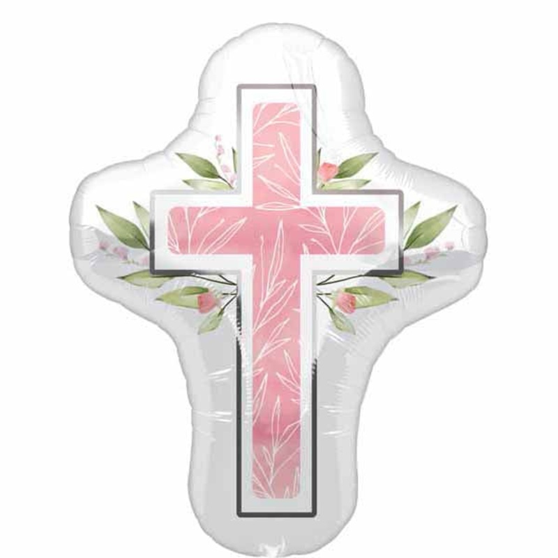 Pink Cross 28" Foil Balloon