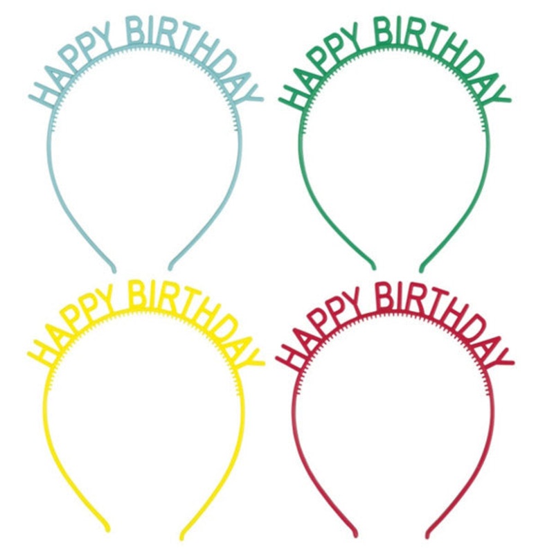 Plastic Birthday Headbands - 4ct