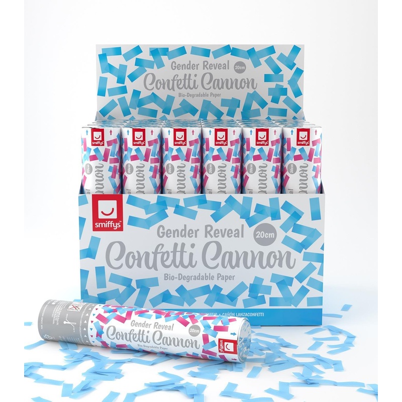 20cm Gender Reveal Confetti Cannon, Blue, DB of 24