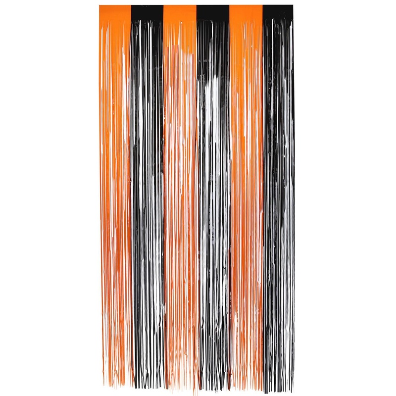 Matt Fringe Curtain Backdrop, Orange & Black