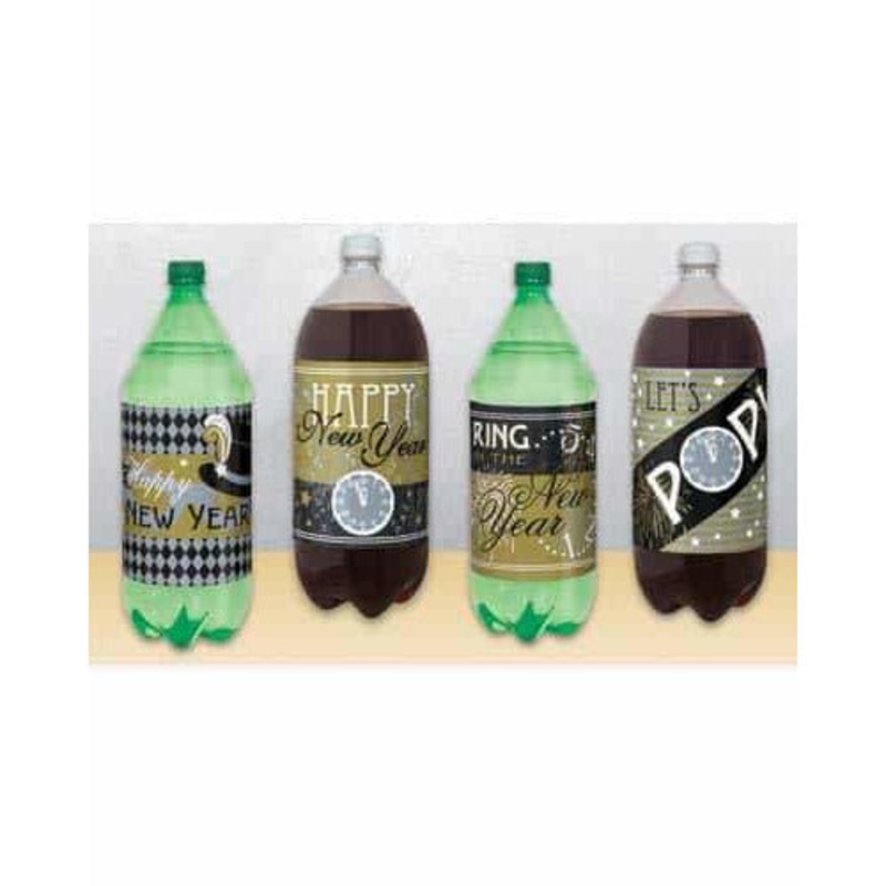 New Year 2L Bottle Labels x4