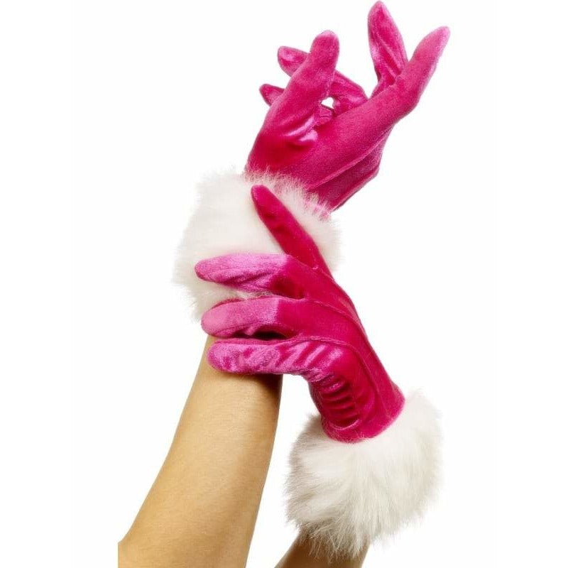 Pink Santa Gloves With Fur