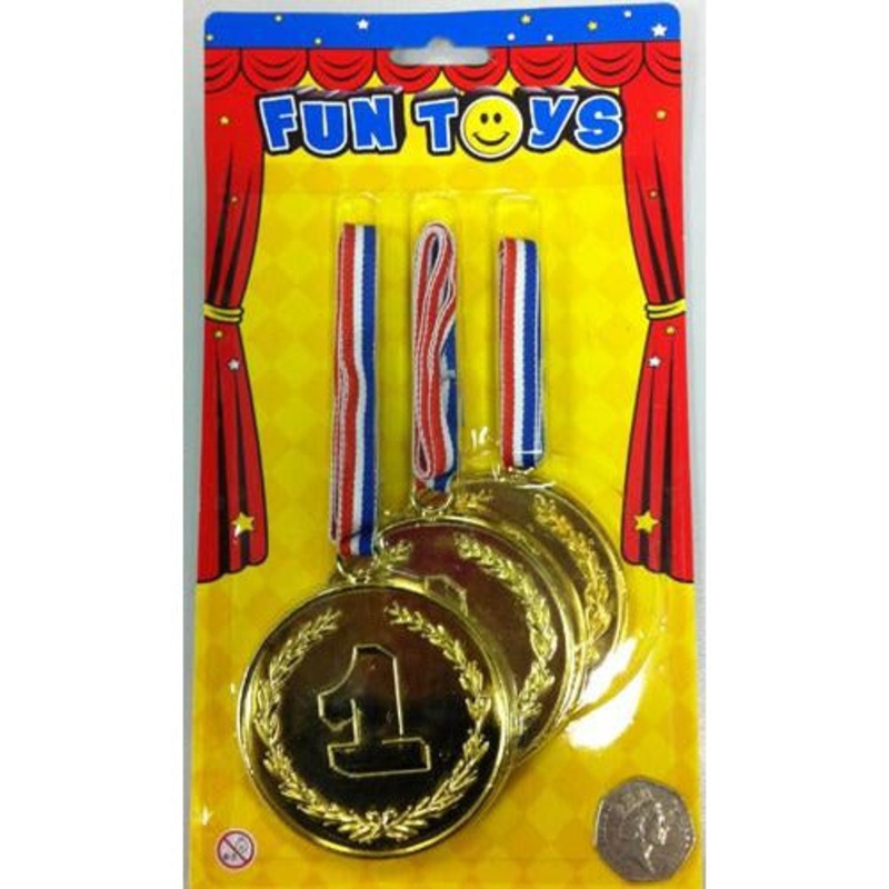 Plastic Assorted Winner Medals x3